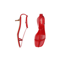 Sandales à talon aiguille en cuir gaufré - Bright Red