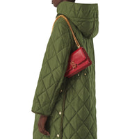 Mini sac TB en cuir embossé avec chaîne - Dark Carmine