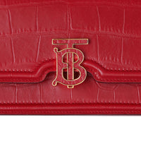 Mini sac TB en cuir embossé avec chaîne - Dark Carmine