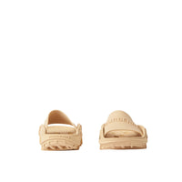 Mules plates à panneaux et logo - Soft Fawn