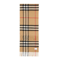Écharpe en cachemire à motif check et franges - Archive Beige