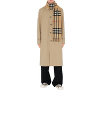 Écharpe en cachemire à motif check et franges - Archive Beige