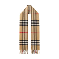 Écharpe en cachemire à motif check et franges - Archive Beige