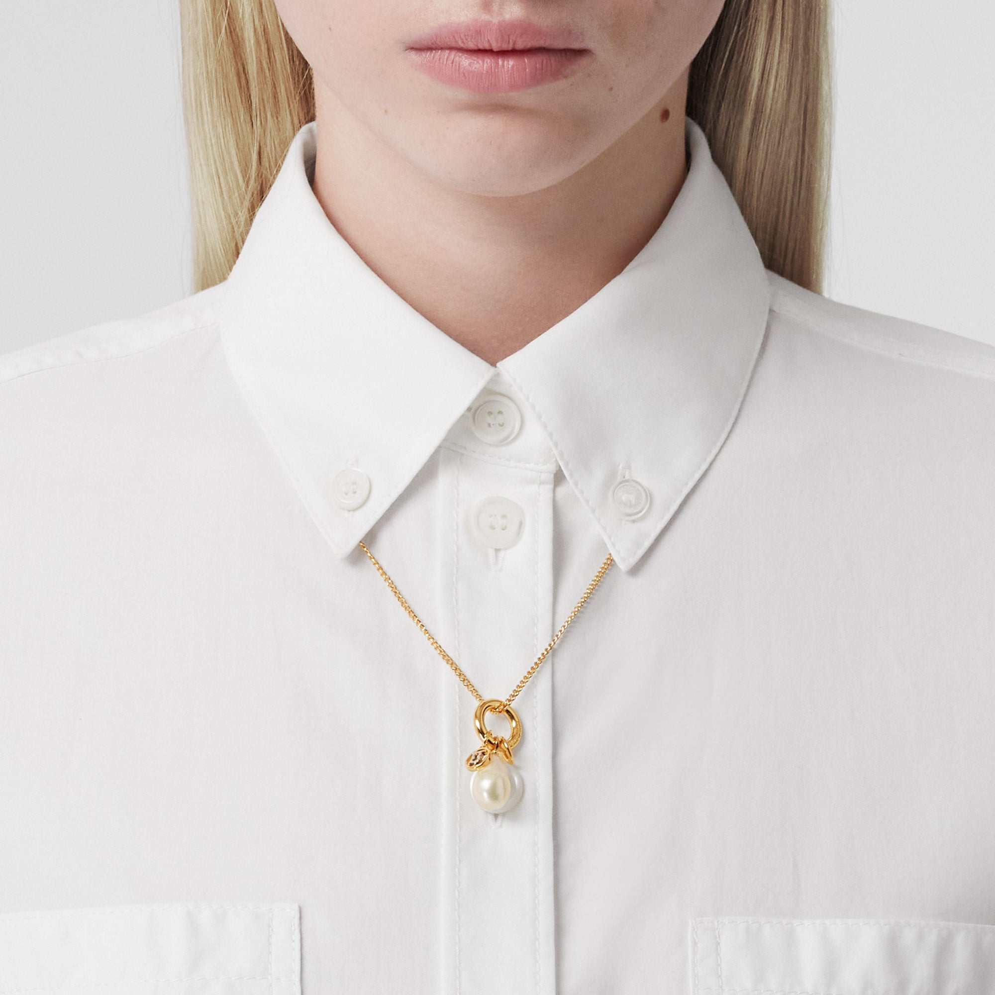 Collier plaqué or à détails en perles - Light Gold & Palladio