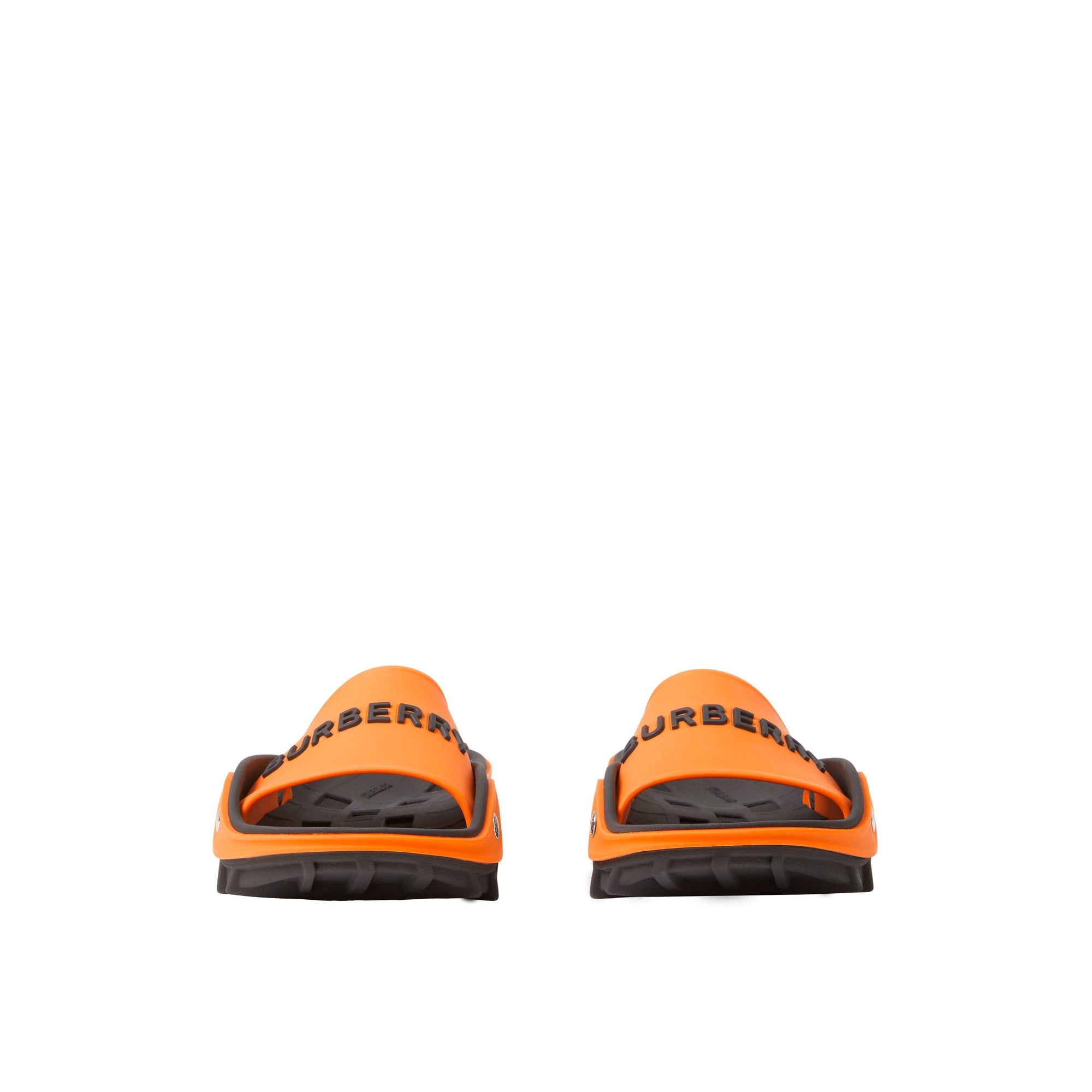 Mules plates bicolores à panneaux et logo - Bright Orange & Black