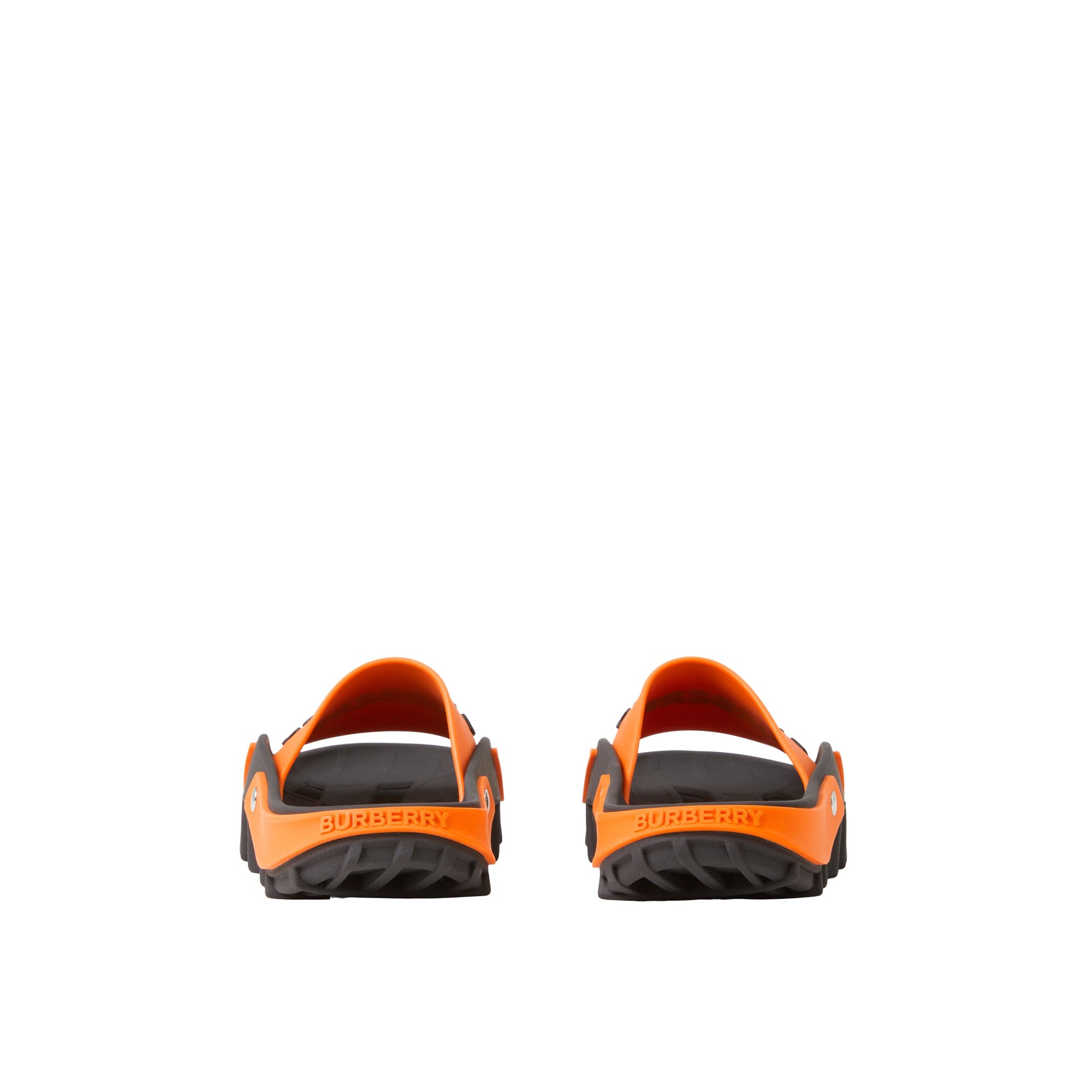 Mules plates bicolores à panneaux et logo - Bright Orange & Black