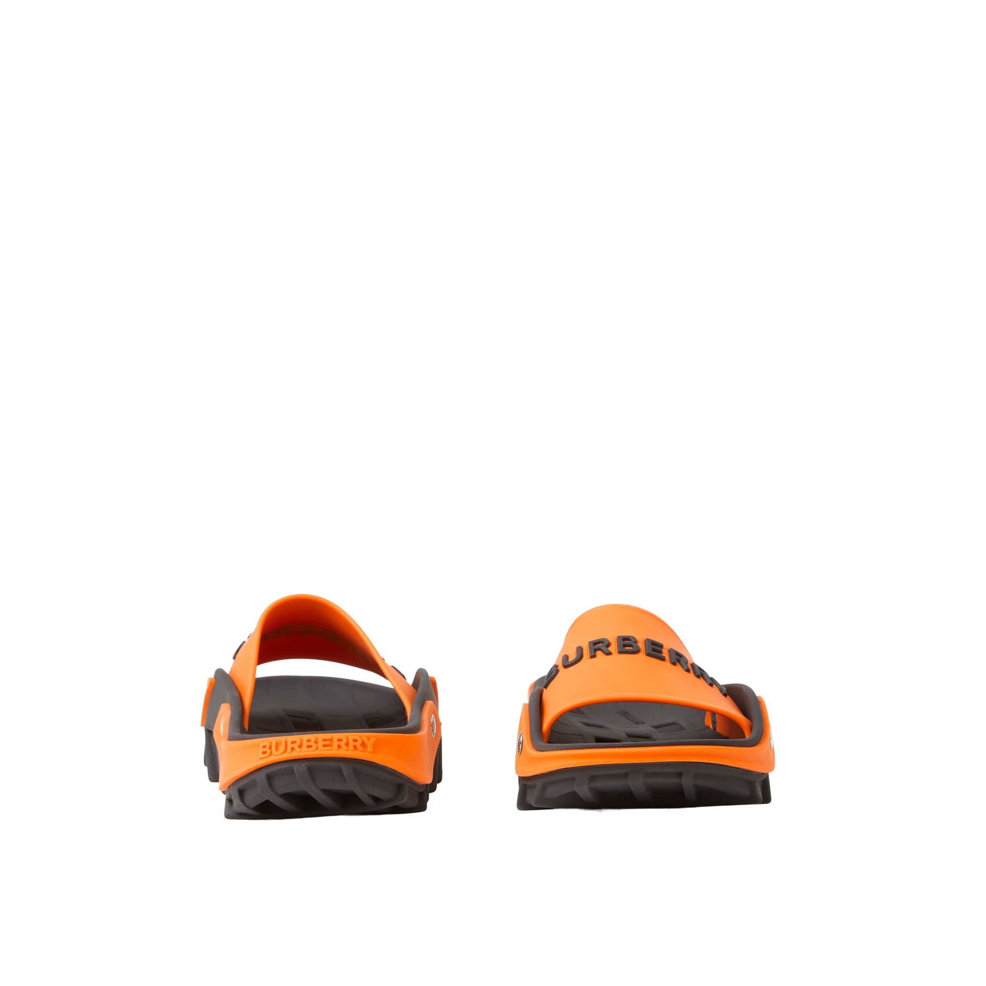 Claquettes bicolores à panneaux et logo - Bright Orange & Black
