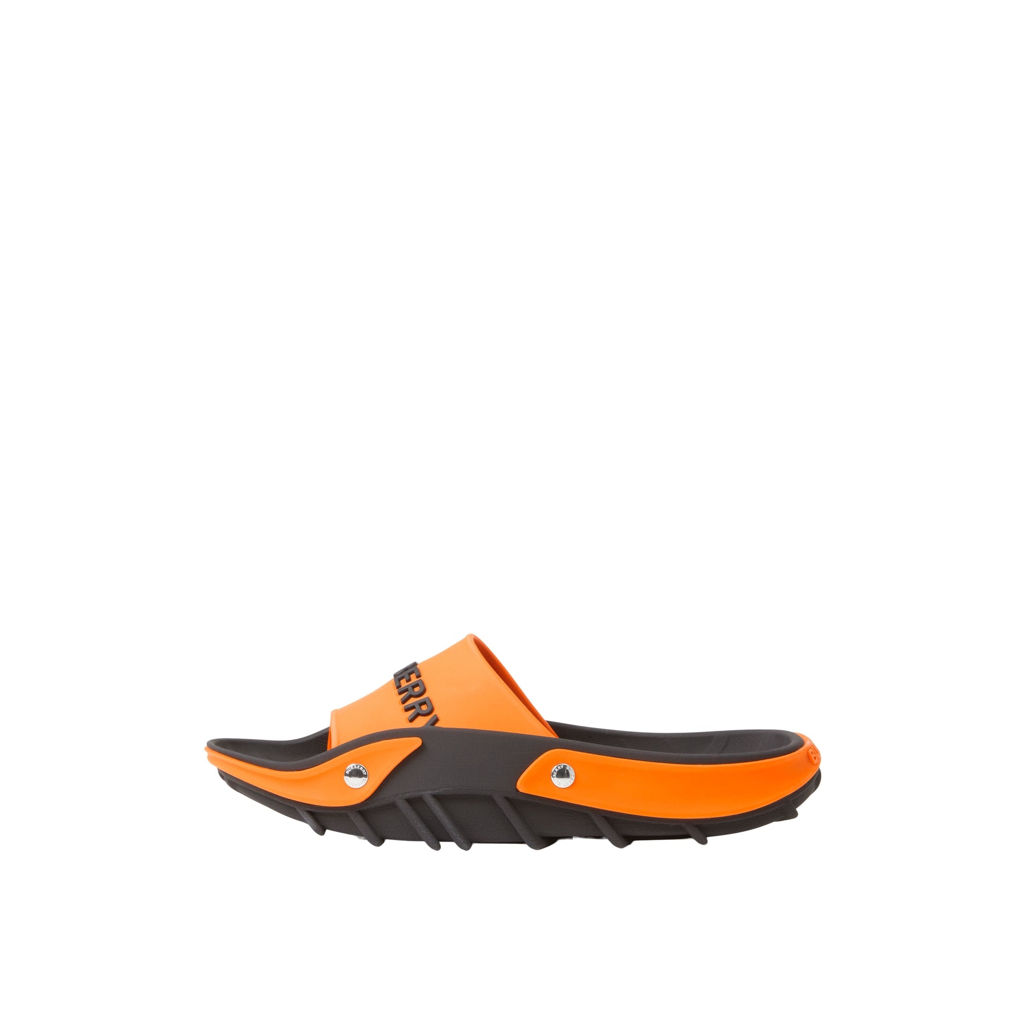Mules plates bicolores à panneaux et logo - Bright Orange & Black