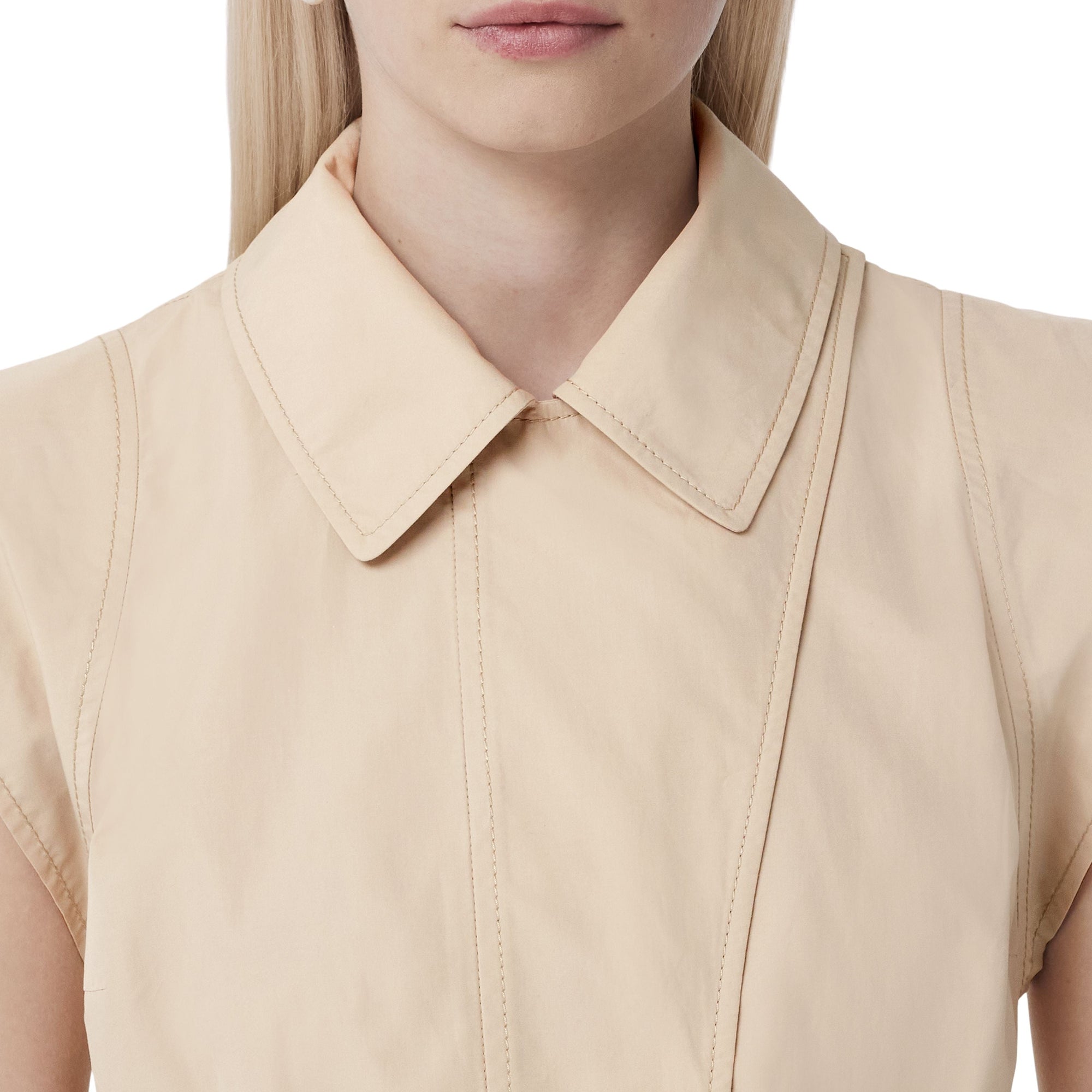 Robe en satin de coton à mancherons - Soft Fawn