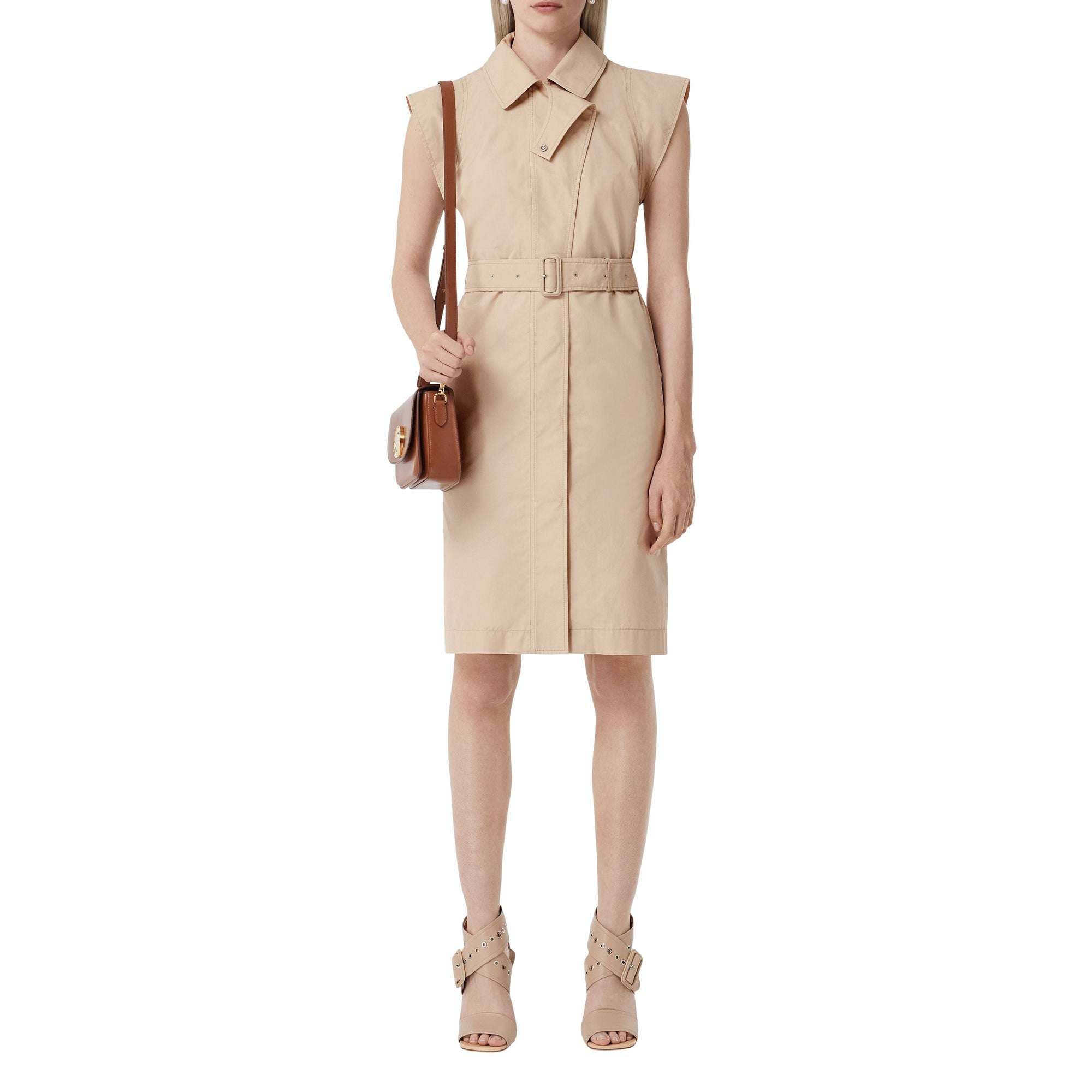 Robe en satin de coton à mancherons - Soft Fawn