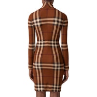 Robe à col entonnoir à motif check - Dark Birch Brown