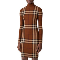 Robe à col entonnoir à motif check - Dark Birch Brown