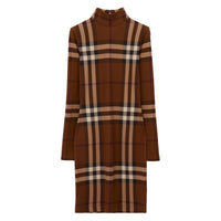 Robe à col entonnoir à motif check - Dark Birch Brown