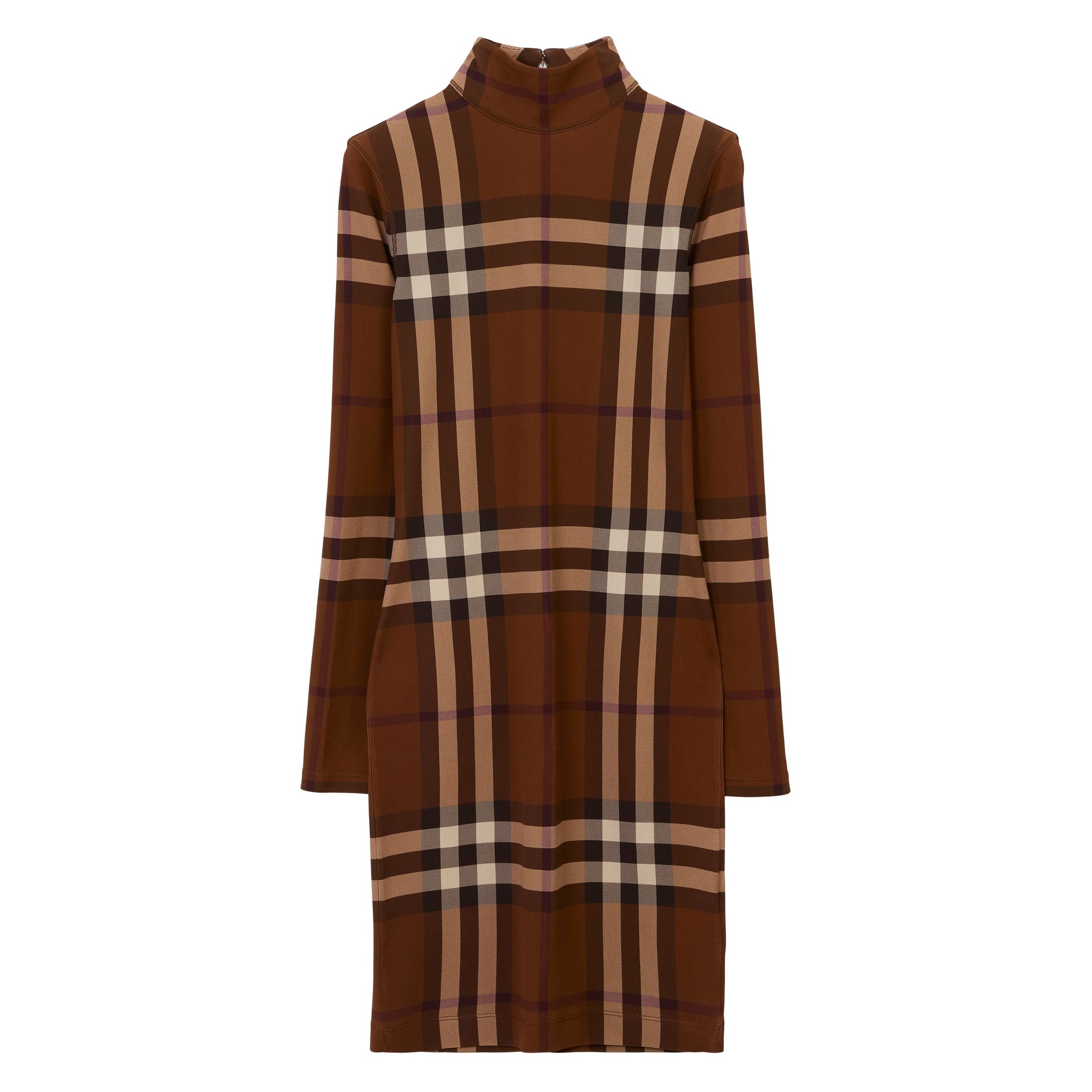 Robe à col entonnoir à motif check - Dark Birch Brown