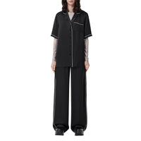 Pantalon ample en satin de soie mélangé - Black