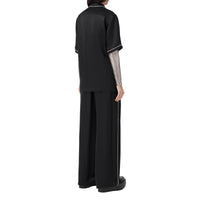 Pantalon ample en satin de soie mélangé - Black