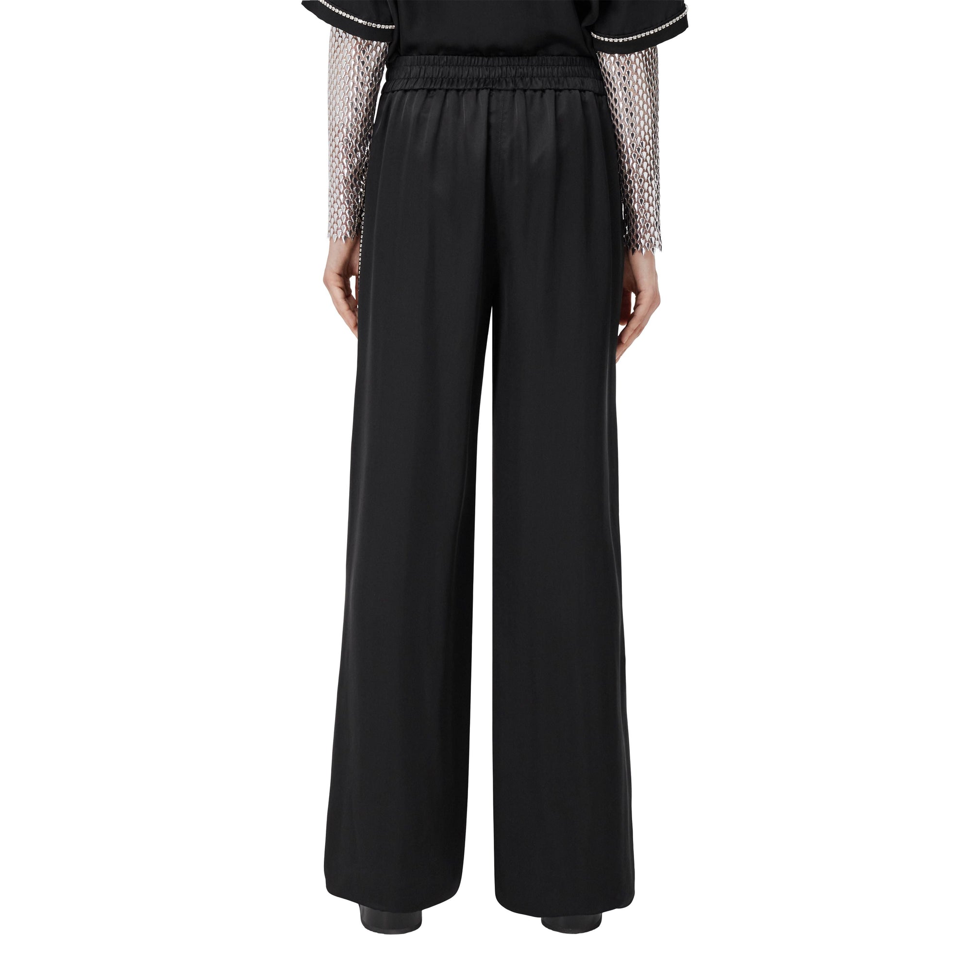 Pantalon ample en satin de soie mélangé - Black