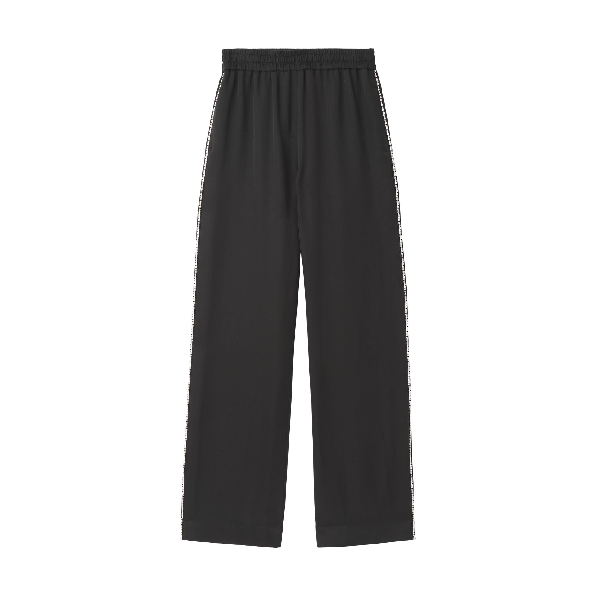 Pantalon ample en satin de soie mélangé - Black
