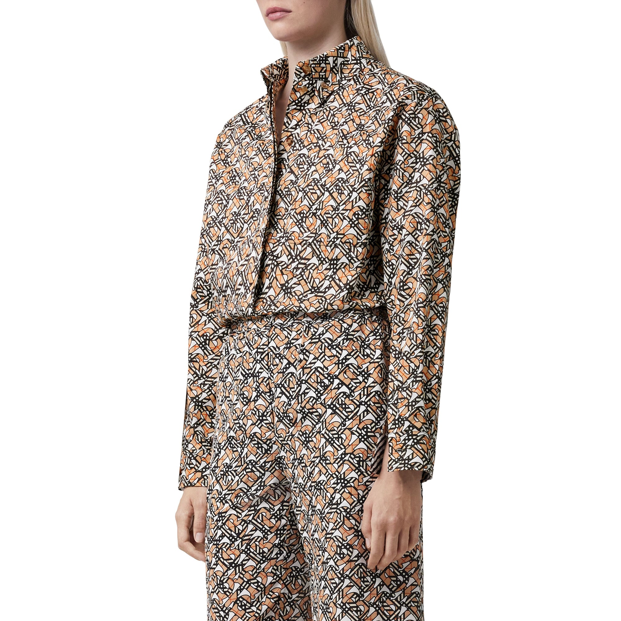 Chemise oversize à motif monogramme - Whitetern