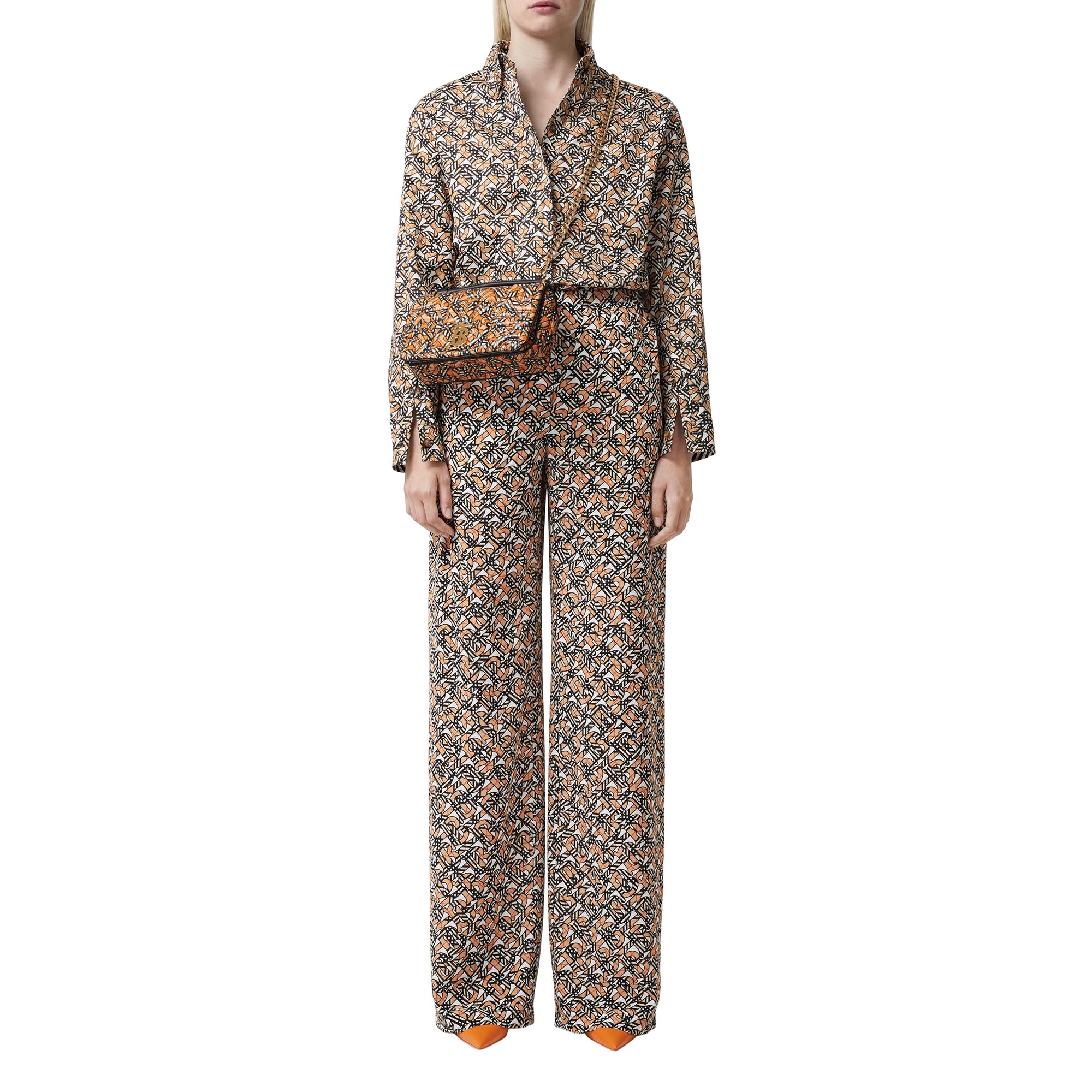 Chemise oversize à motif monogramme - Whitetern