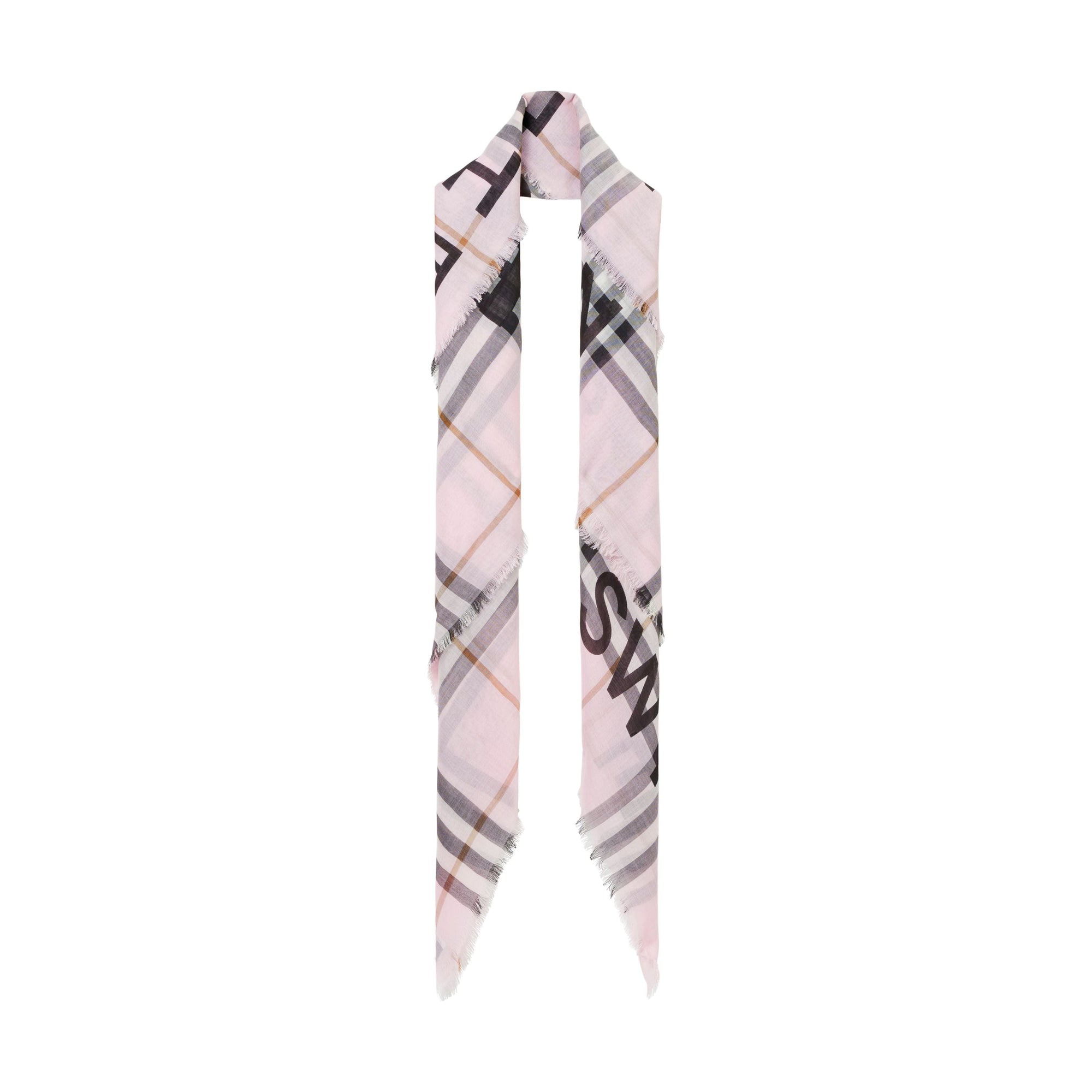 Écharpe en laine & soie à motif Horseferry check - Pale Pink