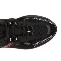 Sneakers en cuir velours et mesh à logo - Black & Bright Red
