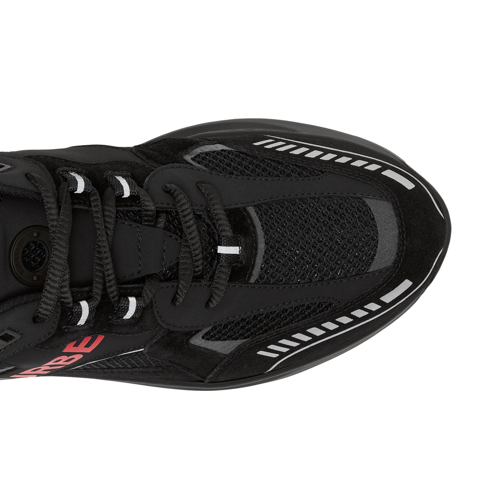 Sneakers en cuir velours et mesh à logo - Black & Bright Red