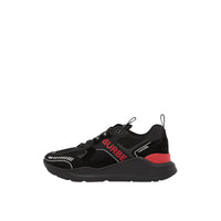 Sneakers en cuir velours et mesh à logo - Black & Bright Red