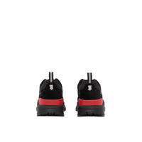 Sneakers en cuir velours et mesh à logo - Black & Bright Red