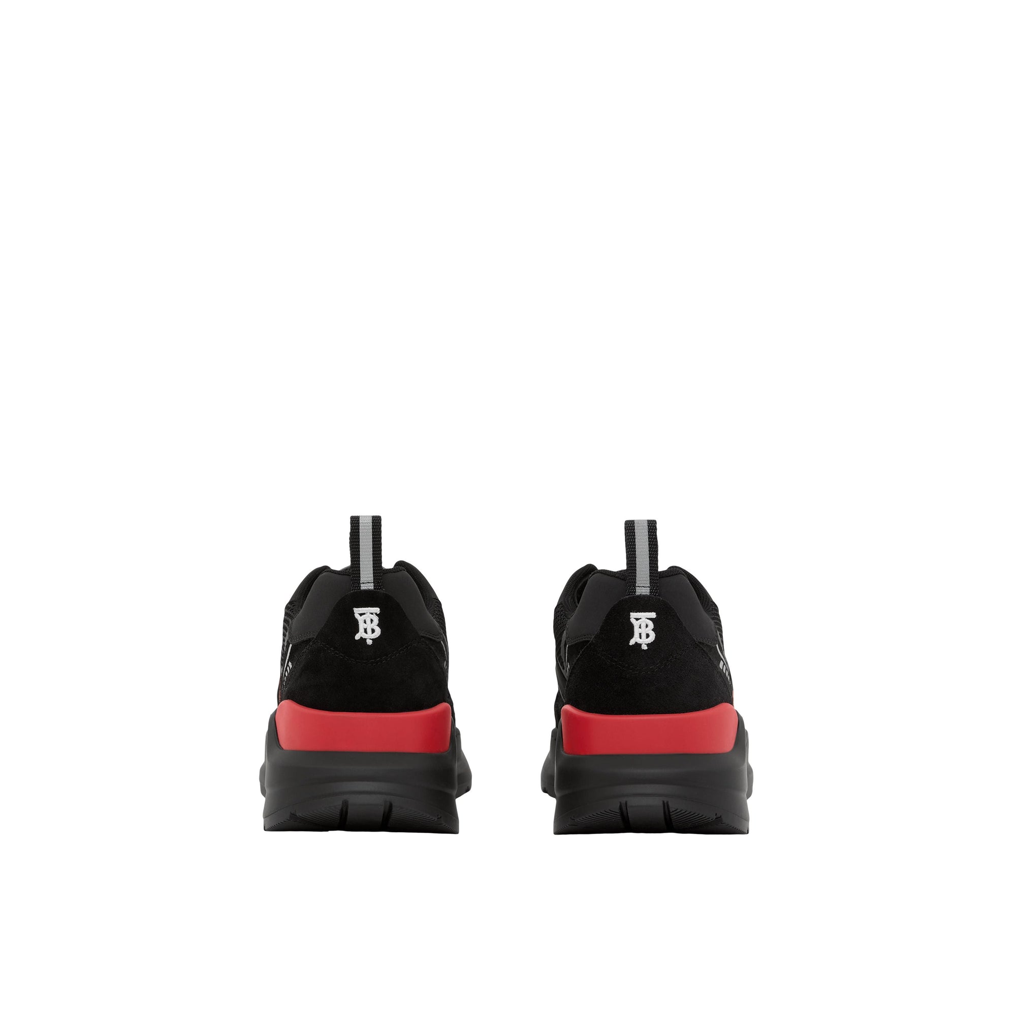 Sneakers en cuir velours et mesh à logo - Black & Bright Red