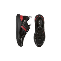 Sneakers en cuir velours et mesh à logo - Black & Bright Red