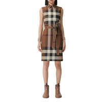 Robe chemise sans manches à motif Exaggerated check - Dark Birch Brown Check