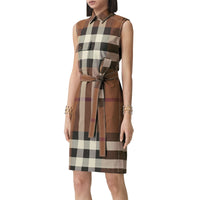 Robe chemise sans manches à motif Exaggerated check - Dark Birch Brown Check