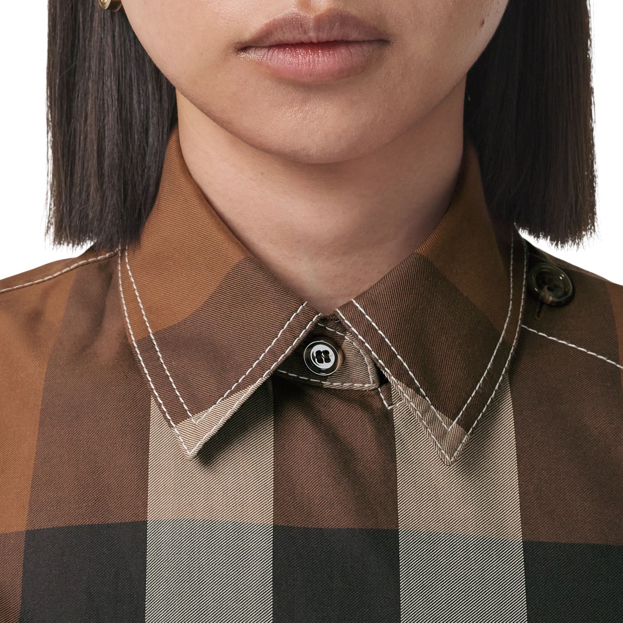 Robe chemise sans manches à motif Exaggerated check - Dark Birch Brown Check