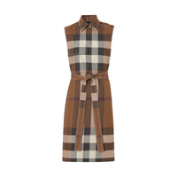 Robe chemise sans manches à motif Exaggerated check - Dark Birch Brown Check