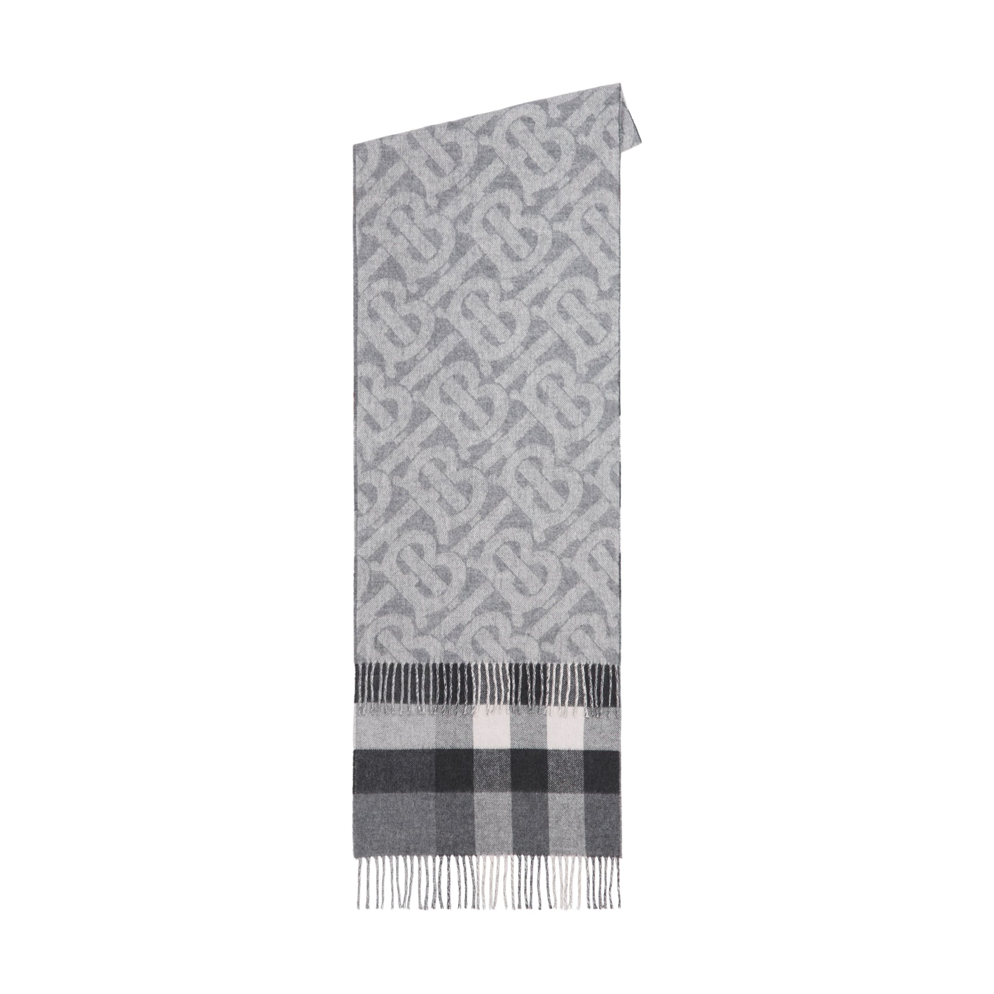 Écharpe réversible en cachemire à motif check - Mid Grey