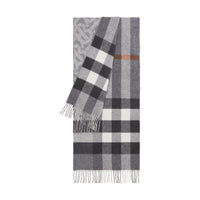 Écharpe réversible en cachemire à motif check - Mid Grey