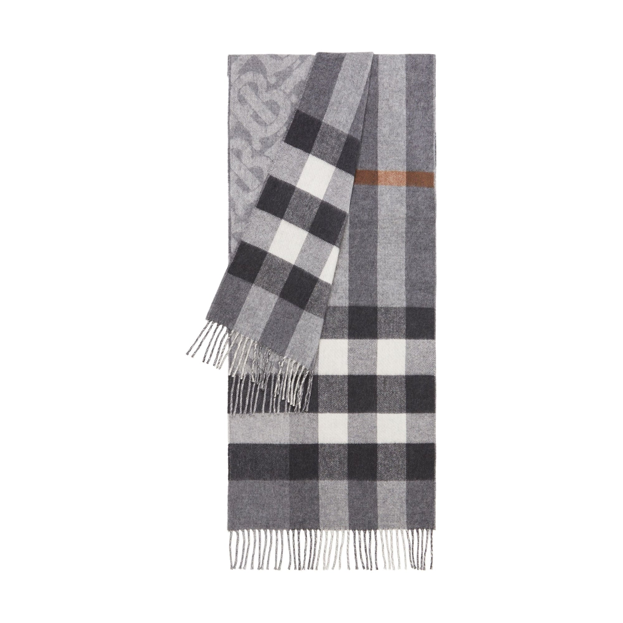 Écharpe réversible en cachemire à motif check - Mid Grey