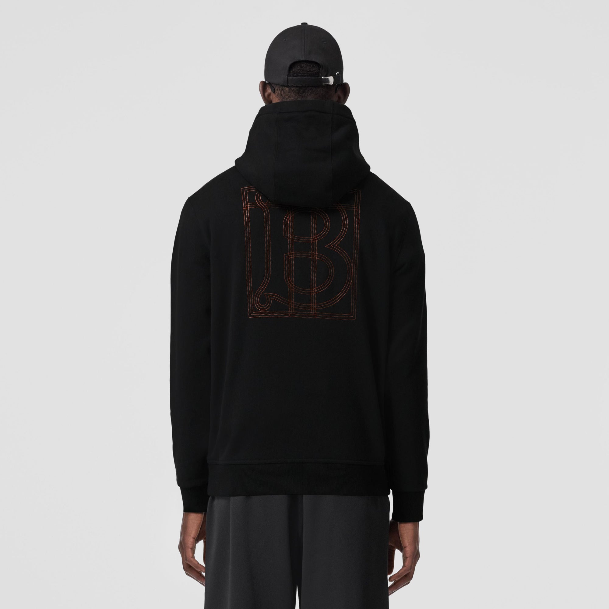 Sweat à capuche à motif monogramme - Black