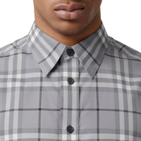 Chemise à carreaux en coton à manches courtes - Storm Grey Check