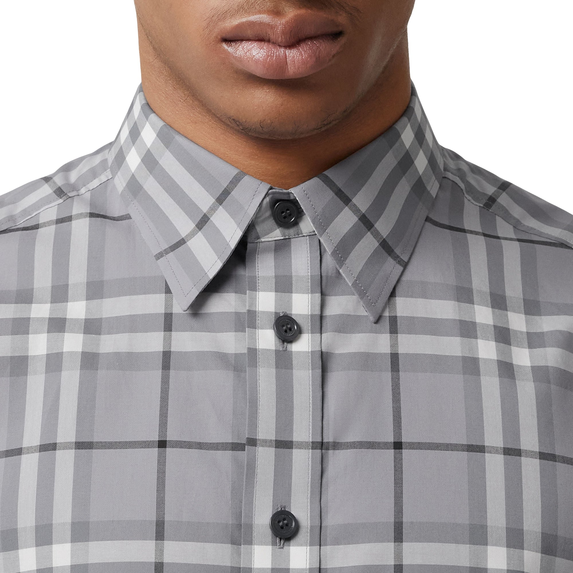 Chemise à carreaux en coton à manches courtes - Storm Grey Check