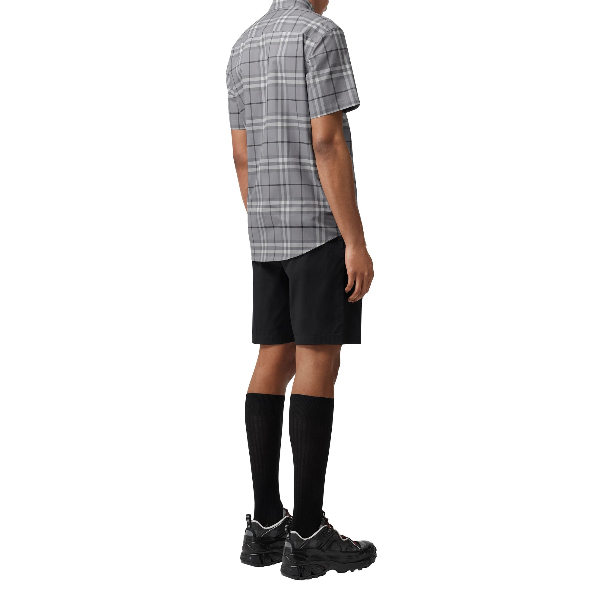 Chemise à carreaux en coton à manches courtes - Storm Grey Check
