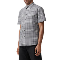 Chemise à carreaux en coton à manches courtes - Storm Grey Check