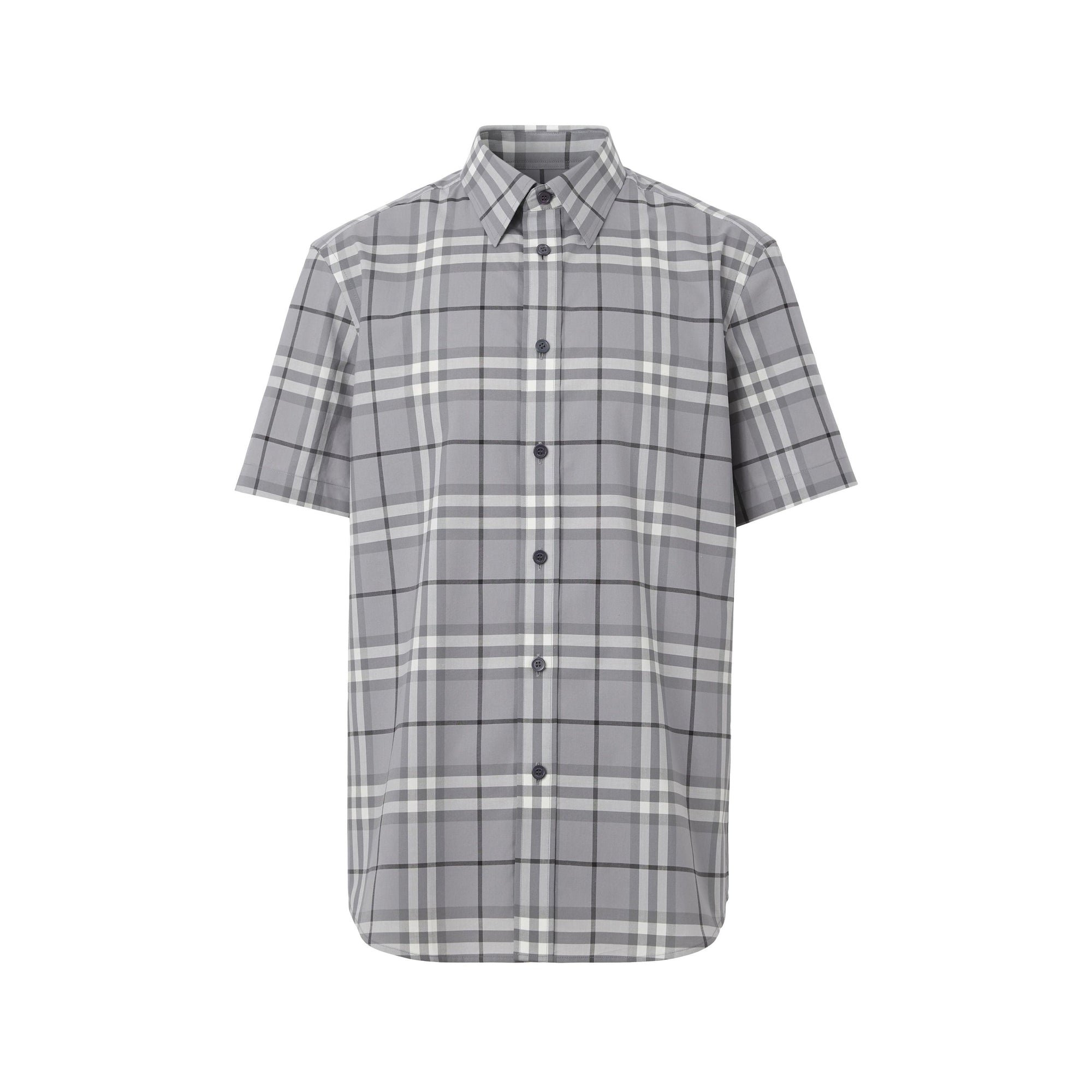 Chemise à carreaux en coton à manches courtes - Storm Grey Check
