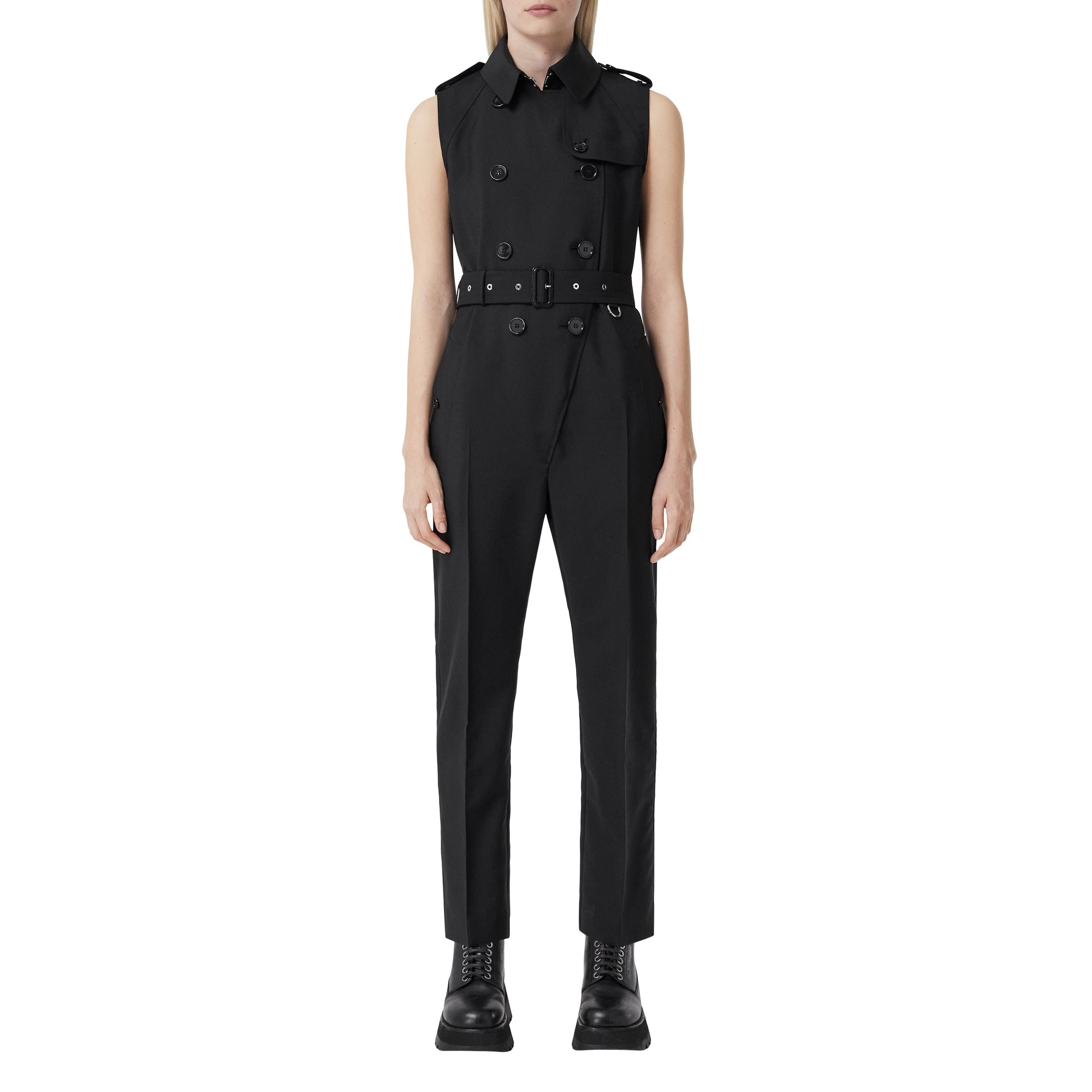 Combinaison trench sans manches en laine - Black