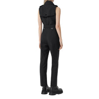 Combinaison ceinturée sans manches en laine - Black