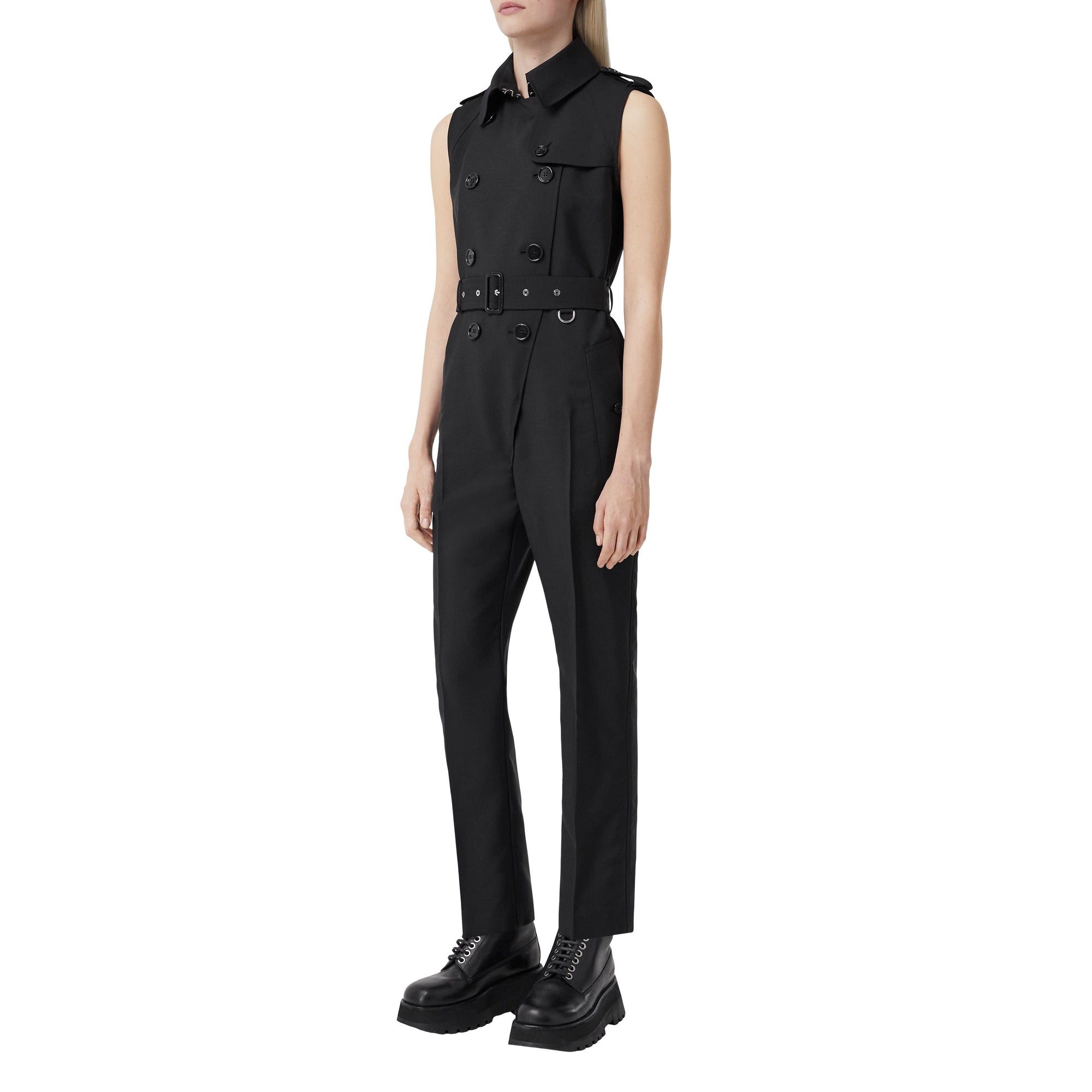 Combinaison trench sans manches en laine - Black