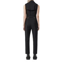 Combinaison ceinturée sans manches en laine - Black