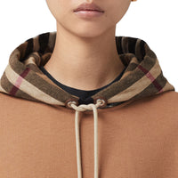 Hoodie oversize en coton à capuche Check - Camel
