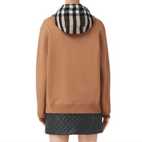 Hoodie oversize en coton à capuche Check - Camel